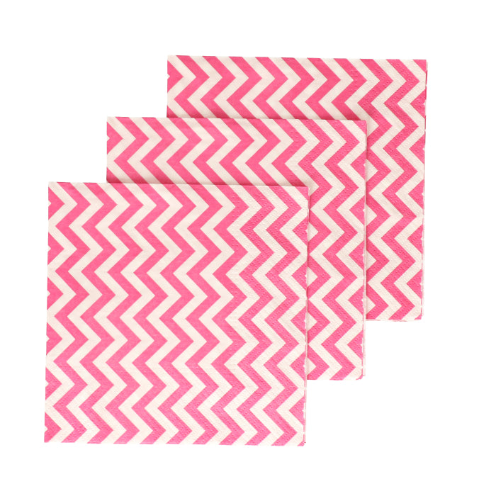Servetten - grafisch - roze/zwart - 20 stuks