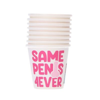 Shotbekers - Same penis forever - papier - wit/roze - 8 stuks