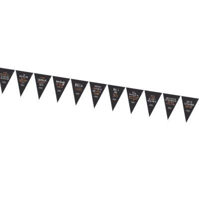 Slinger - gelukkig nieuwjaar - zwart/roségoud - 12 vlaggen