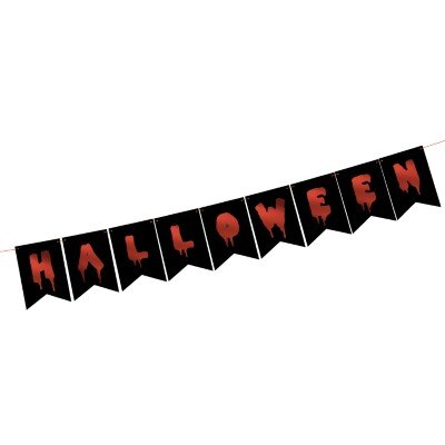 Slinger - Halloween - zwart/rood - 9 vlaggen - 5m touw
