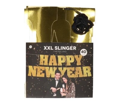 Slinger - Happy new year - goud - 40cm - 7m