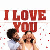 Slinger - I love you - glitter - rood - 40cm - 7m