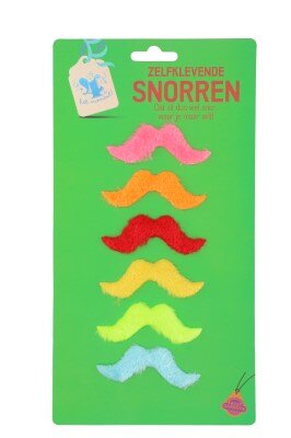 Snorren - neon - meerkleurig - 6 stuks