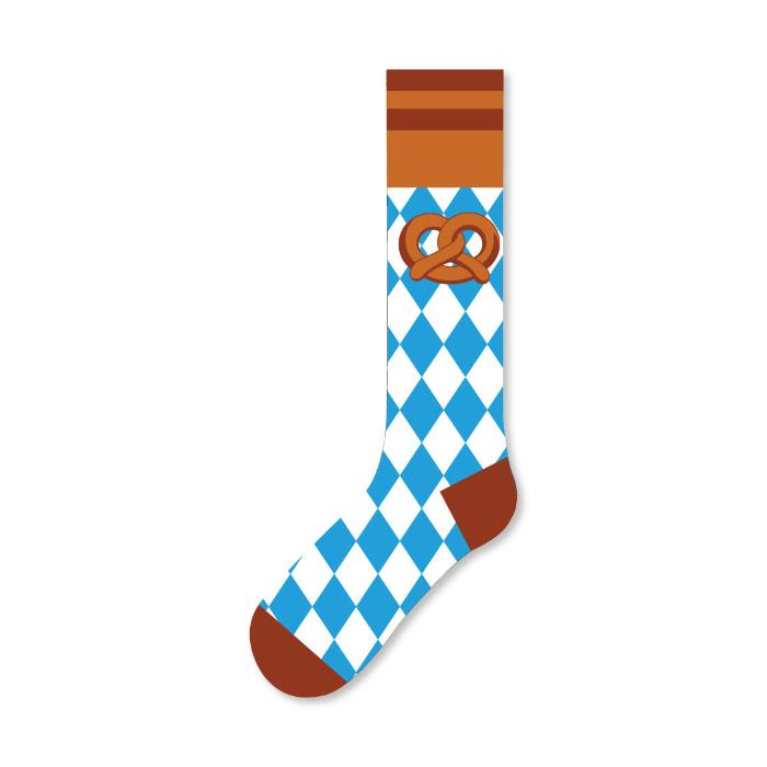 Sokken - Oktoberfest - pretzel - blauw/wit - maat 42/46