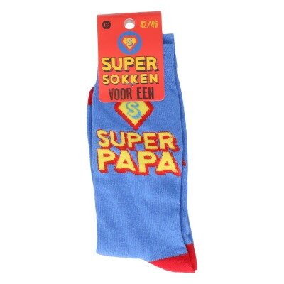 Sokken - Super papa - blauw - heren - maat 42-46