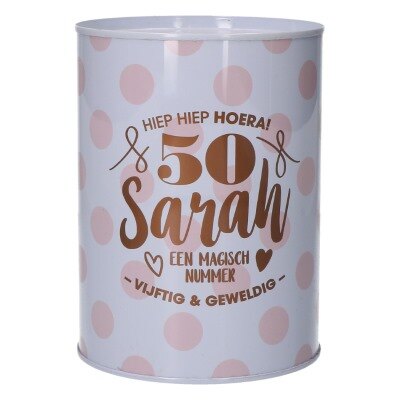 Spaarpot - Sarah - 50 jaar - blik - roségoud