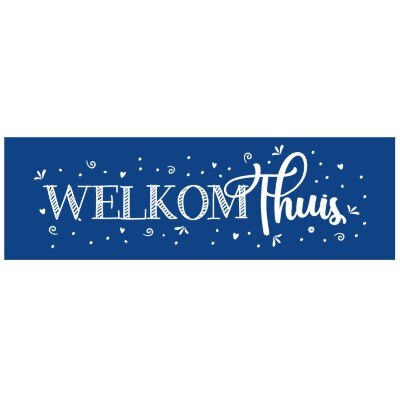 Spandoek - Welkom thuis - blauw/wit - 188 x 60cm