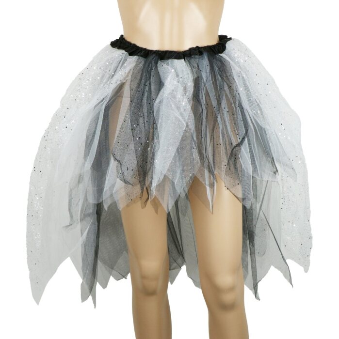 Tutu - Halloween - zwart/wit - glitter - one size