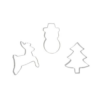 Uitsteekvorm - koekjes - kerst - zilver - 3 stuks
