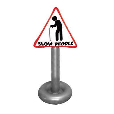 Verkeersbord - Slow people - opblaasbaar - rood/wit/zilver