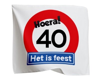 Vlag - 40 jaar - rood/wit - 95 x 95cm