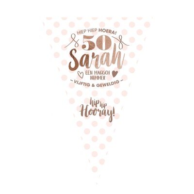 Vlag - Sarah - 50 jaar - wit/roze - 100x150cm