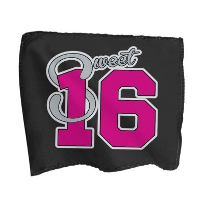 Vlag - sweet 16 - zwart/roze - 95cm x 95cm