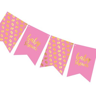 Vlaggenlijn - Babyshower - roze - meisje - 4m