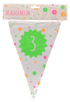 Vlaggenlijn - Hiep hiep - 3 jaar - meerkleurig - 15 vlaggen - 4m