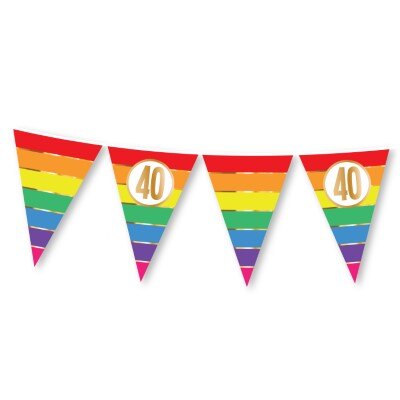 Vlaggenlijn - regenboog - 40 jaar - 15 vlaggen - 5m