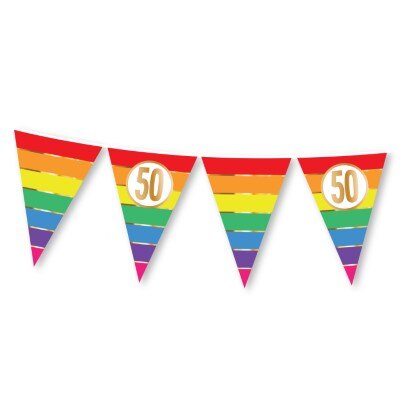 Vlaggenlijn - regenboog - 50 jaar - 15 vlaggen - 5m