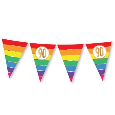 Vlaggenlijn - regenboog - 90 jaar - 15 vlaggen - 5m