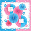 Waaiers - gender reveal - papier - roze/blauw- 6 stuks
