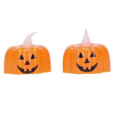 Waxinelichtjes - Halloween - pompoen -  oranje - 2 stuks