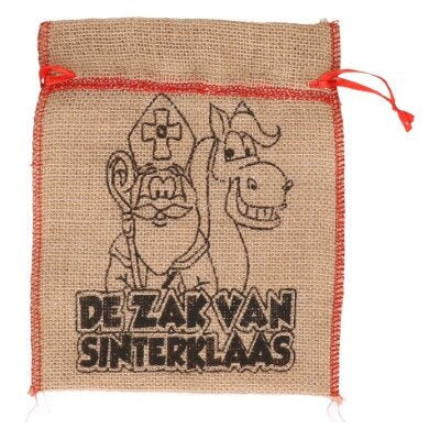Zak - de zak van Sinterklaas - jute - bruin/rood