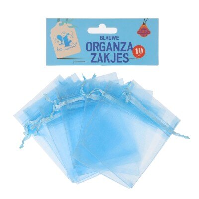 Zakjes - organza - blauw - 10 stuks