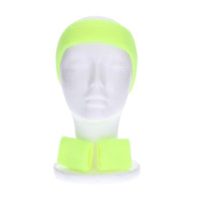 Zweetbandjes set - hoofd en pols - neon - geel